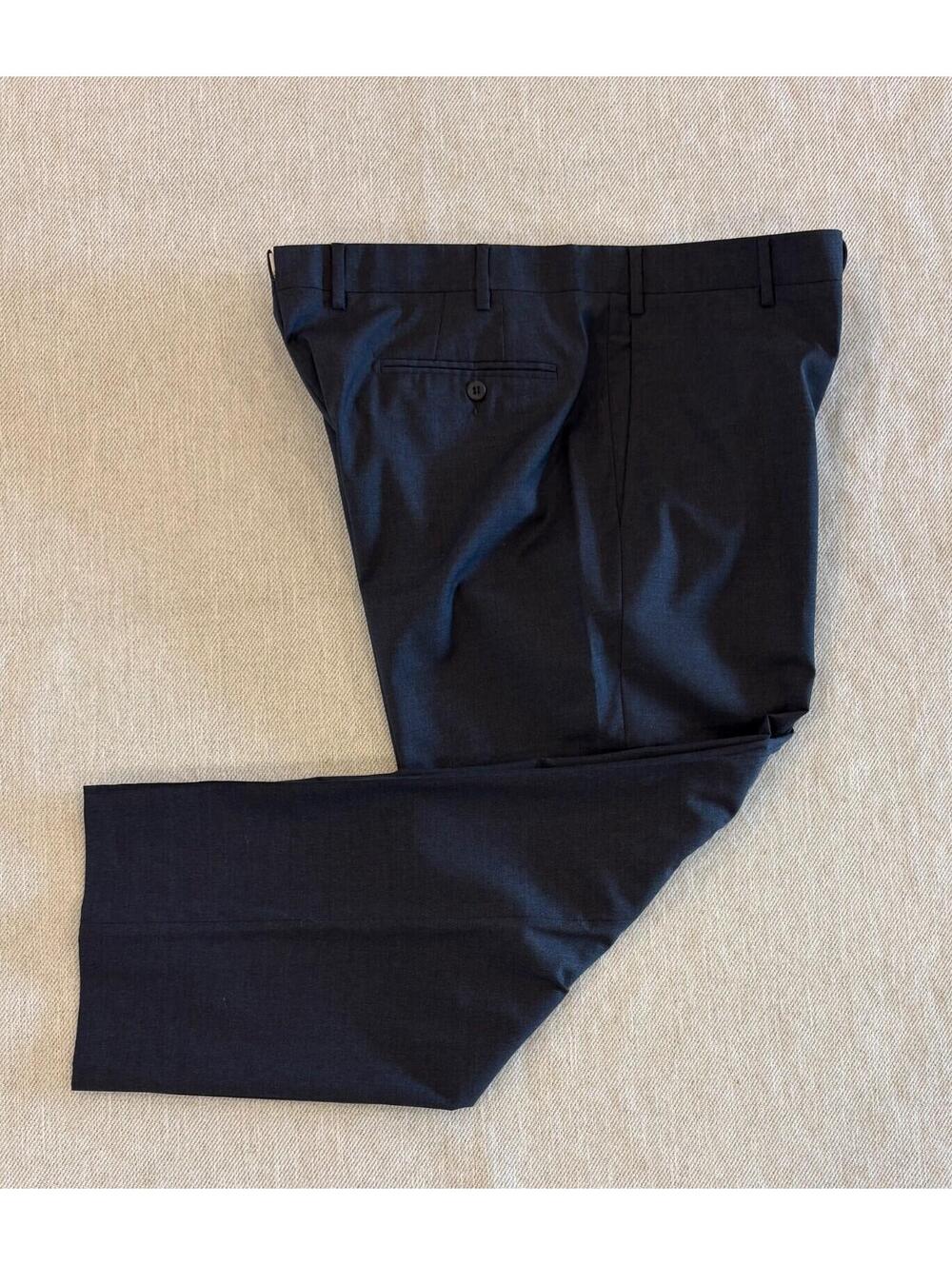 Zanella Platinum Trousers 36 Regular Charcoal Gray Sharkskin Wool Italy